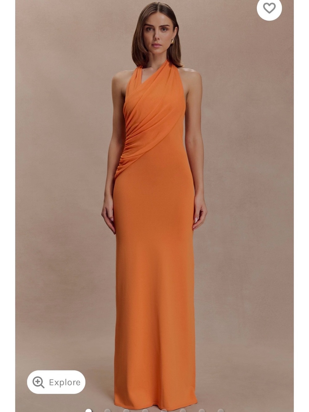 MESHKI Elma Halter Knit Maxi Dress Orange Asymmetrical Y2K Minimalist Dress Sz S